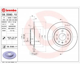 Discos de freno Traseros 08.d080.11