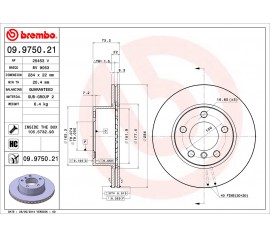 Brembo Disco de freno Delantero 09.9750.21