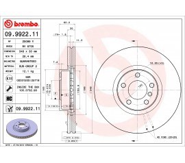 Brembo Disco de freno Delantero 09.9922.11