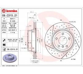 Brembo Disco de freno Trasero 09.c315.21