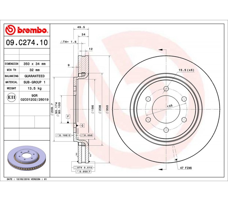 Discos Delantero 09.c274.11