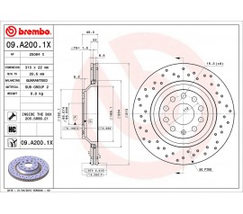 Brembo Disco de freno trasero 09.A200.1X