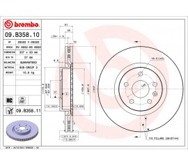 Brembo Disco de freno Delantero 09.b358.11
