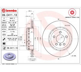 Brembo Disco de freno trasero 09.C411.13