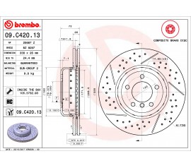 Brembo Disco de freno Delantero 09.C420.13