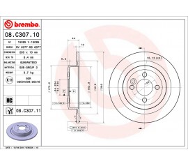 Brembo Disco de freno trasero 08.C307.11