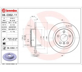 Brembo Disco de freno trasero 08.C352.11