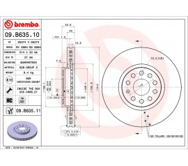 Brembo Disco de freno Delantero 09.b635.11