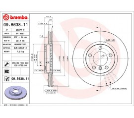 Discos de freno Delantero 09.b638.11