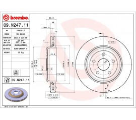 Brembo Disco de freno trasero 09.N247.11
