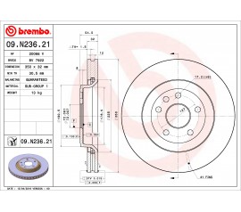 Brembo Disco de freno Delantero 09.N236.21