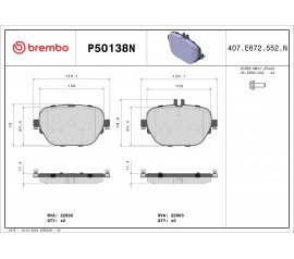Brembo Pastillas de Freno Trasera P50138N