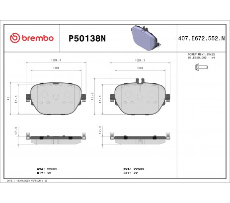 Pastillas de Freno Brembo Trasera P50138N