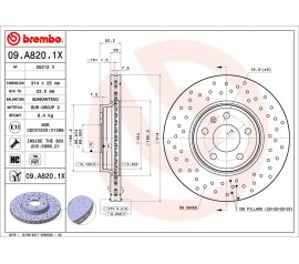 Brembo Disco de freno Delantero 09.A820.1X