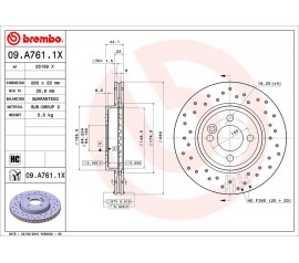 Brembo Disco de freno Delantero 09.A761.1X