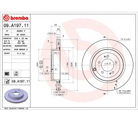 Brembo Disco de freno trasero 09.A197.11