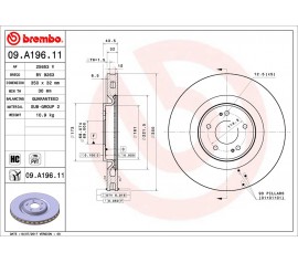 Brembo Disco de freno delantero 09.A196.11