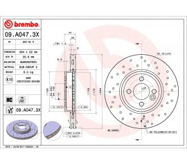 Brembo Disco de freno Delantero 09.A047.3X