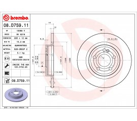 Brembo Disco de freno trasero 08.D759.11