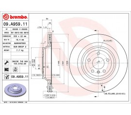 Brembo Disco de freno trasero 09.A959.11