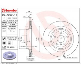 Discos de freno traseros Brembo 09.A959.11