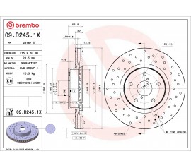 Discos de freno delanteros Brembo 09.D245.1X