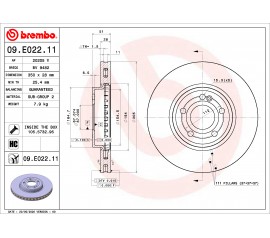 Brembo Disco de freno delantero 09.E022.11