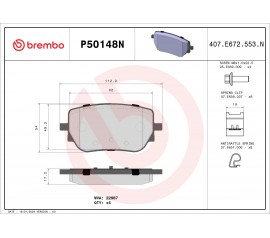 Brembo Pastillas de Freno Trasera P50148N