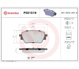 Brembo Pastillas de Freno Trasera P50151N