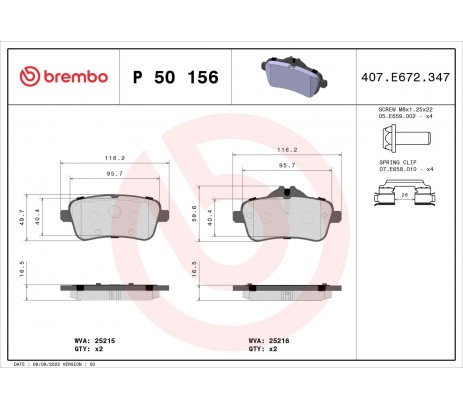 Pastillas de Freno Brembo Trasera P50156