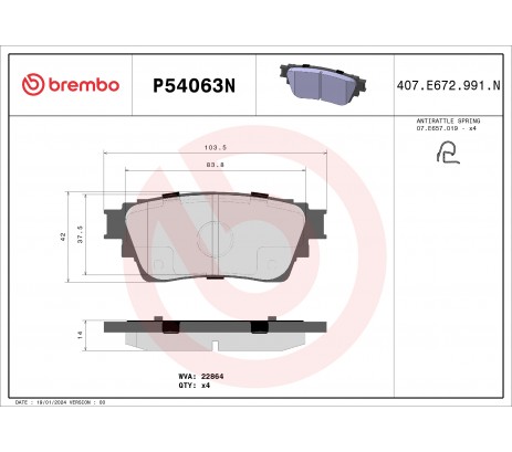Brembo Pastillas de Freno Trasera P54063N