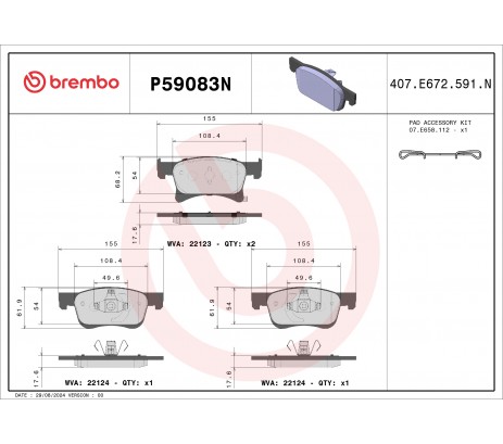 Brembo Pastillas de Freno Delantera P59083N
