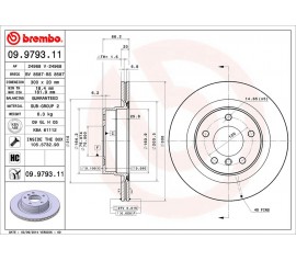Brembo Discos de freno trasero 09.9793.11