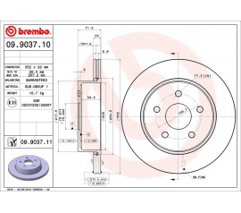Brembo Disco de freno trasero 09.9037.11