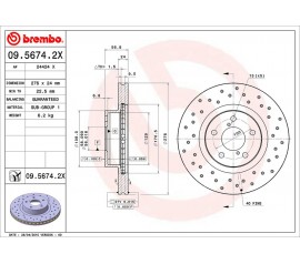 Discos de freno delanteros Brembo 09.5674.2X