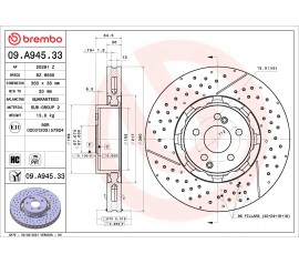 Disco de freno delantero Brembo 09.A945.33