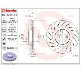 Disco de freno delantero Brembo 09.B769.51