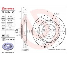 Disco de freno delantero Brembo 09.D174.33
