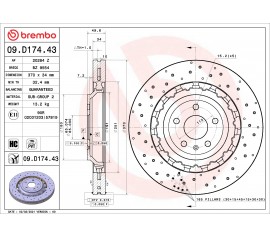 Disco de freno delantero Brembo 09.D174.43