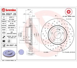 Disco de freno delantero Brembo 09.D527.23