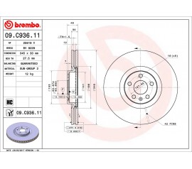 Disco de freno delantero Brembo 09.C936.11