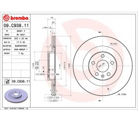 Disco de freno trasero Brembo 09.c938.11