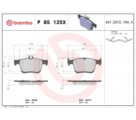 Brembo Pastillas de Freno Trasera P85125X