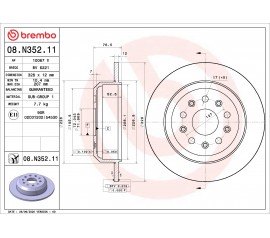 Disco de freno trasero Brembo 08.N352.11