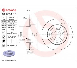 Disco de freno trasero Brembo 08.D530.13