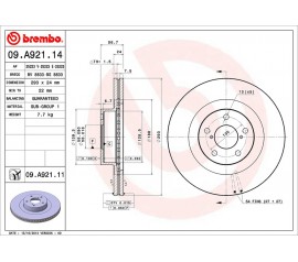 Disco de freno delantero Brembo 09.A921.11