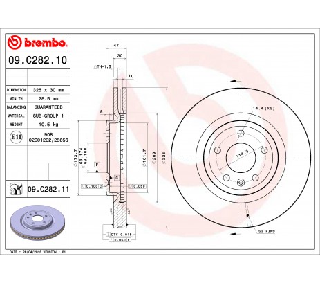 Brembo Disco de freno delantero 09.C282.11