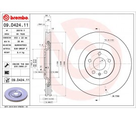 Disco de freno trasero Brembo 09.D424.11