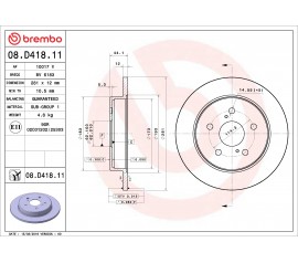 Brembo Disco de freno trasero 08.D418.11