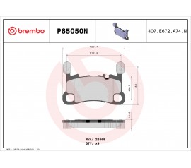 Brembo Pastillas de Freno Trasera P65050N